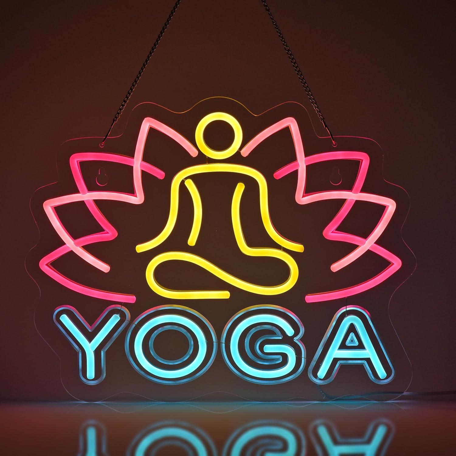 Yoga Fitness Room - لافتة نيون لليوغا، أضواء نيون معلقة