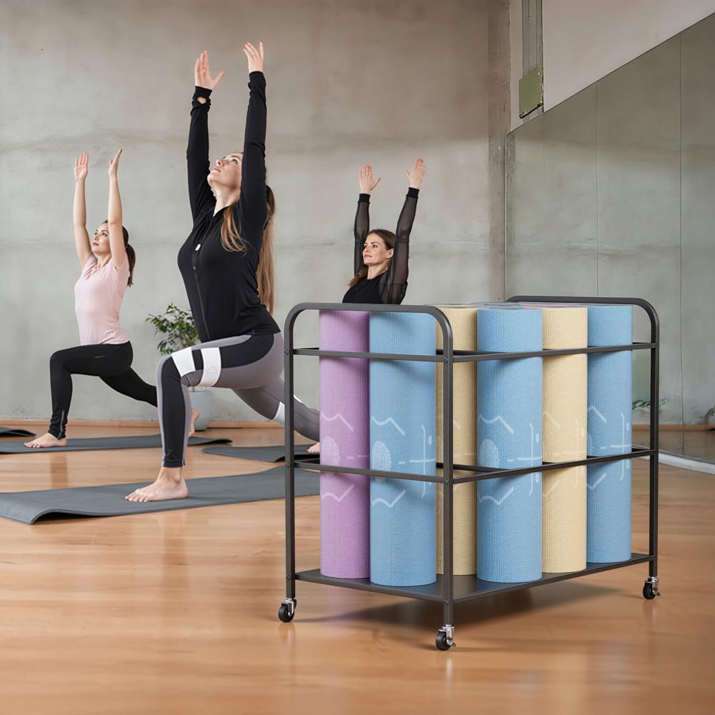 Yoga Fitness Room - رف تخزين لحصيرة اليوغا مع عجلات،