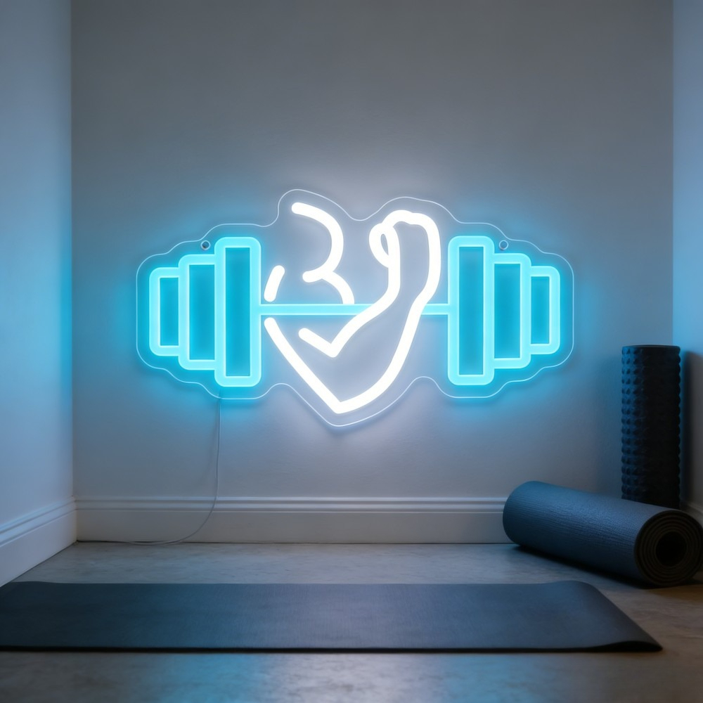 لافتة نيون LED بتصميم دمبل لعض - مراجعة Yoga Fitness Room وسعره